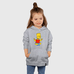 Толстовка детская хлопковая Барт Симпсон - сидит со скрещенными пальцами, цвет: меланж — фото 2