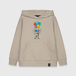 Толстовка детская хлопковая Космонавт на воздушных шариках, цвет: миндальный