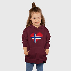 Толстовка детская хлопковая Сердце - Норвегия, цвет: меланж-бордовый — фото 2