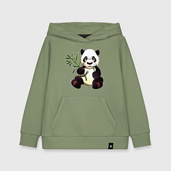Толстовка детская хлопковая Панда кушает бамбук, цвет: авокадо