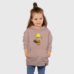 Толстовка детская хлопковая Lisa Simpson с гусеницей на даче, цвет: пыльно-розовый — фото 2