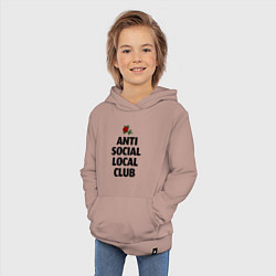 Толстовка детская хлопковая Anti social local club, цвет: пыльно-розовый — фото 2
