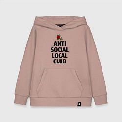 Толстовка детская хлопковая Anti social local club, цвет: пыльно-розовый