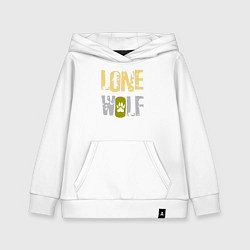 Толстовка детская хлопковая Lone Wolf - одинокий волк, цвет: белый