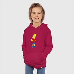 Толстовка детская хлопковая Хулиган Барт Симпсон, цвет: маджента — фото 2