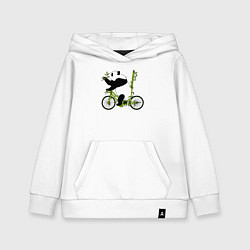 Толстовка детская хлопковая Панда на велосипеде с бамбуком, цвет: белый