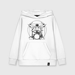 Толстовка детская хлопковая Vitruvian drummer, цвет: белый