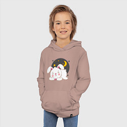 Толстовка детская хлопковая Спящий Зайка, цвет: пыльно-розовый — фото 2
