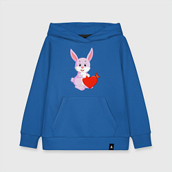 Толстовка детская хлопковая Кролик с сердцем, цвет: синий