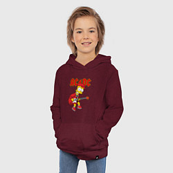 Толстовка детская хлопковая AC DC Барт Симпсон, цвет: меланж-бордовый — фото 2