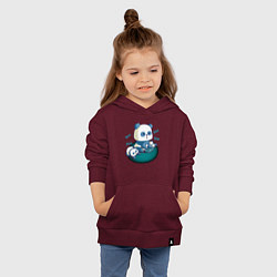 Толстовка детская хлопковая Панда геймер с малышами, цвет: меланж-бордовый — фото 2