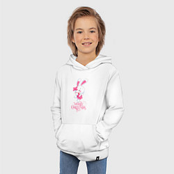 Толстовка детская хлопковая Cute bunny, merry Christmas, цвет: белый — фото 2
