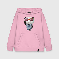 Толстовка детская хлопковая Прикольный пандёныш в темных очках и наушниках, цвет: светло-розовый