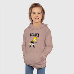 Толстовка детская хлопковая Металлика Барт Симпсон, цвет: пыльно-розовый — фото 2