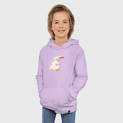Толстовка детская хлопковая Объемный белый заяц, цвет: лаванда — фото 2