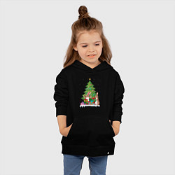 Толстовка детская хлопковая Кролики елка и подарки, цвет: черный — фото 2