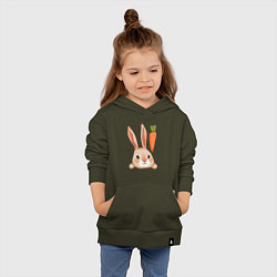 Толстовка детская хлопковая Заяц с морковкой, цвет: хаки — фото 2