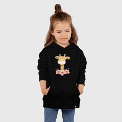 Толстовка детская хлопковая Милый жираф с цветими, цвет: черный — фото 2