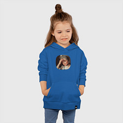 Толстовка детская хлопковая Картина ренессанса - женщина фэйспалмит, цвет: синий — фото 2