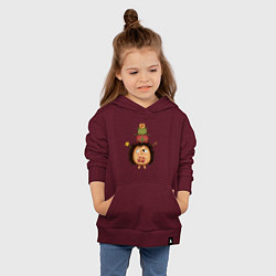 Толстовка детская хлопковая Ёжик с Новогодними подарками, цвет: меланж-бордовый — фото 2