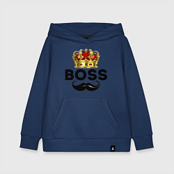 Толстовка детская хлопковая BOSS и корона с усами, цвет: тёмно-синий