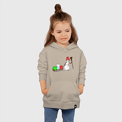 Толстовка детская хлопковая Снеговик с подарками, цвет: миндальный — фото 2