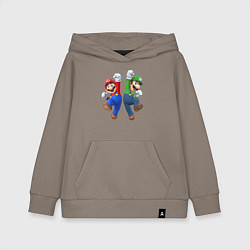 Толстовка детская хлопковая Марио и Луиджи, цвет: утренний латте