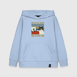 Толстовка детская хлопковая Лучшая мама котика на свете, цвет: мягкое небо