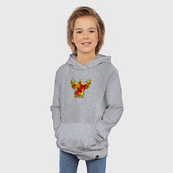 Толстовка детская хлопковая Дота 2 - огненный феникс, цвет: меланж — фото 2