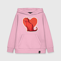 Толстовка детская хлопковая Кот, любовь и сердце, цвет: светло-розовый