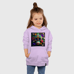 Толстовка детская хлопковая Разноцветные черепа, цвет: лаванда — фото 2