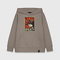 Толстовка детская хлопковая Obey frog, цвет: утренний латте