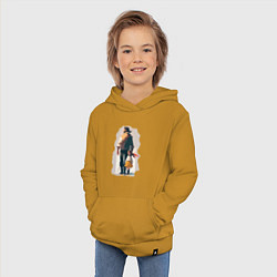 Толстовка детская хлопковая Дочка и отец вместе, цвет: горчичный — фото 2