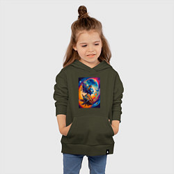Толстовка детская хлопковая Salvador Dali - space portrait - neural network, цвет: хаки — фото 2