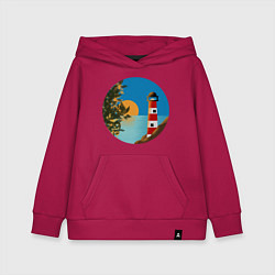 Толстовка детская хлопковая Маяк на закате, цвет: маджента
