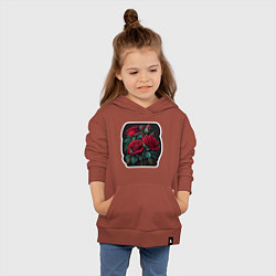Толстовка детская хлопковая Букет и красные розы, цвет: кирпичный — фото 2