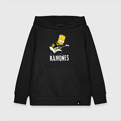 Толстовка детская хлопковая Ramones Барт Симпсон рокер, цвет: черный