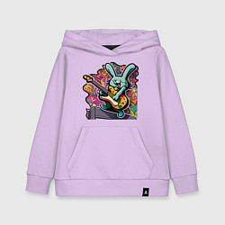 Толстовка детская хлопковая Заяц музыкант гитарист, цвет: лаванда