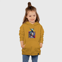 Толстовка детская хлопковая Girl and alien - neural network - art, цвет: горчичный — фото 2