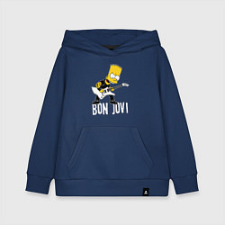Толстовка детская хлопковая Bon Jovi Барт Симпсон рокер, цвет: тёмно-синий