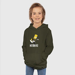 Толстовка детская хлопковая Motorhead Барт Симпсон рокер, цвет: хаки — фото 2