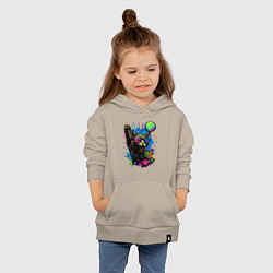 Толстовка детская хлопковая Кот тусовщик, цвет: миндальный — фото 2