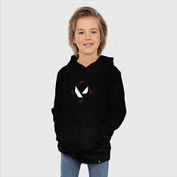 Толстовка детская хлопковая Символ Valorant в красном ромбе, цвет: черный — фото 2