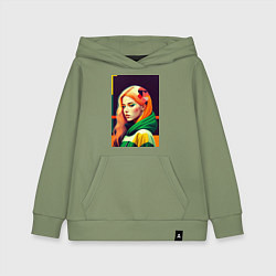 Толстовка детская хлопковая Поп арт девушка в японском стиле, цвет: авокадо