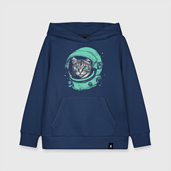 Толстовка детская хлопковая Котик астронавт, цвет: тёмно-синий