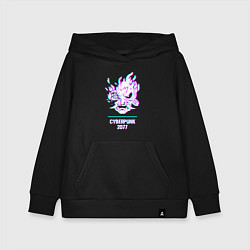 Толстовка детская хлопковая Cyberpunk 2077 в стиле glitch и баги графики, цвет: черный