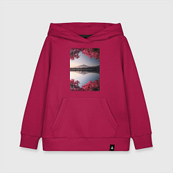 Толстовка детская хлопковая Японский пейзаж, цвет: маджента