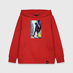 Толстовка детская хлопковая Чёрный котяра на своём районе - Бронкс, цвет: красный