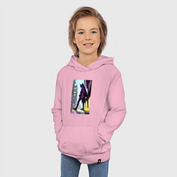 Толстовка детская хлопковая Чёрный котяра на своём районе - Бронкс, цвет: светло-розовый — фото 2