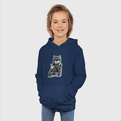 Толстовка детская хлопковая Волчья сила на двух колесах, цвет: тёмно-синий — фото 2
